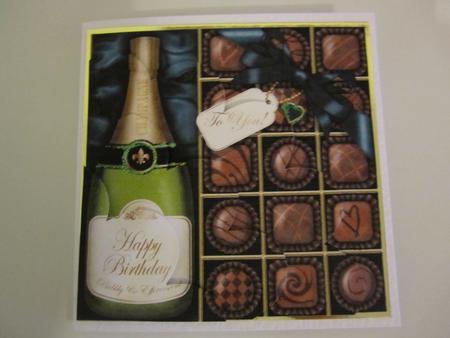Birthday Champers N Chocs Shell Edged Corner Side Stacker by Catherine Lucy Lines