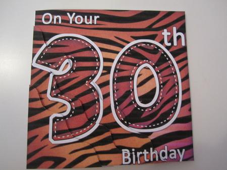 Funky Fun Zebra Print 30th Birthday Wavy Corner Side Stacker by Catherine Lucy Lines
