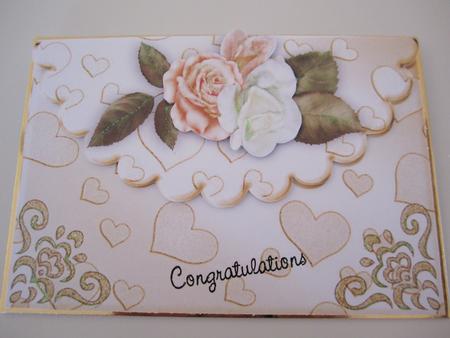 Peach & White Roses on Scalloped Envelope by Catherine Lucy Lines