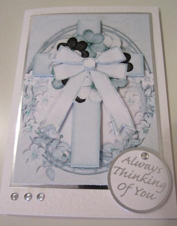 Oval Cross in Turquoise Decoupage by Catherine Lucy Lines