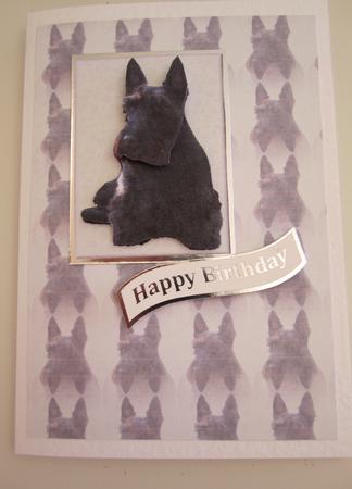 Scottie Dog Sat 3D Decoupage with Background by Catherine Lucy Lines