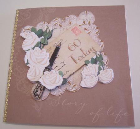 Cream Roses Scallop Postcard 60 Today Step by Step Sheet by Catherine Lucy Lines