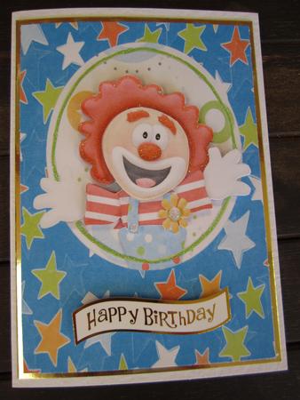 Funny Birthday Clown on Star Backing Paper by Catherine Lucy Lines