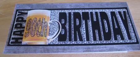 Happy 90th Birthday with Beer Long Dl by Catherine Lucy Lines