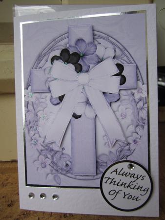 Oval Cross in Lilac Decoupage by Catherine Lucy Lines