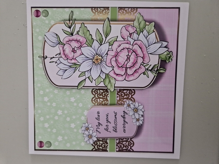 8x8 Blossoming Love Card Front Tag & Sentiments  by Catherine Noon
