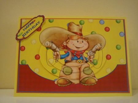 Two Gun Tex the Birthday Cowboy Oval Pyramid by Cathy Hegarty