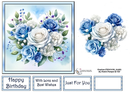 Blue Flower Heart Arrangement by Celia Clare