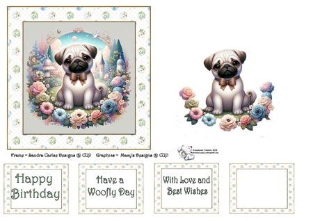 Cute Pugs by Celia Clare