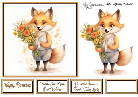Whimsey Fox with Bouquet Mix 1 by Celia Clare