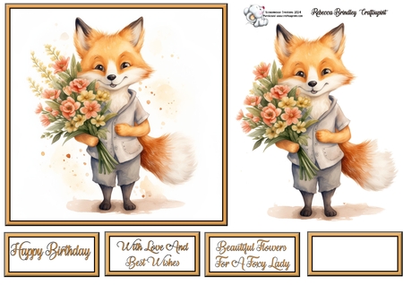Whimsey Fox with Bouquet Mix 1 by Celia Clare