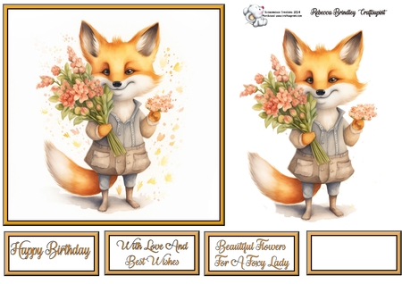 Whimsey Fox with Bouquet Mix 1 by Celia Clare