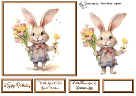 Whimsey Rabbit with Bouquet Mix 1 by Celia Clare