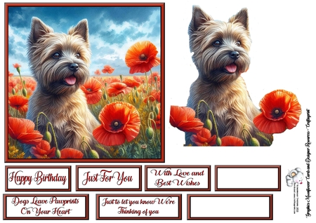 Beautiful Poppy Field Dogs 4 by Celia Clare