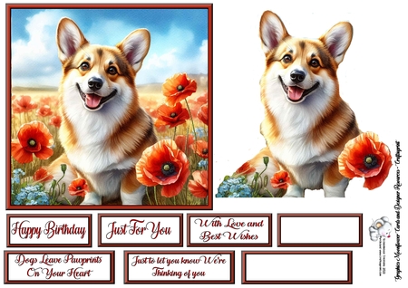 Beautiful Poppy Field Dogs 4 by Celia Clare