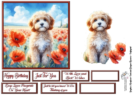 Beautiful Poppy Field Dogs 5 by Celia Clare