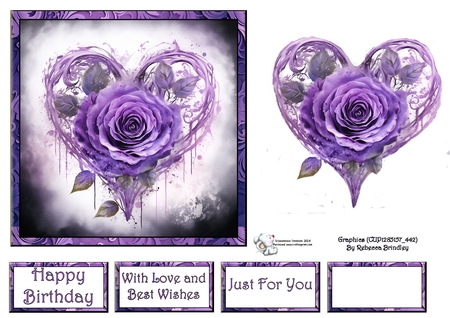 Rosey Heart in Purple Mix 2 by Celia Clare