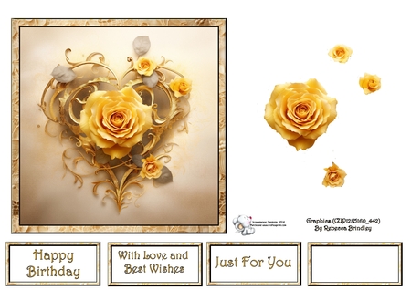 Rosey Heart in Yellow Mix 2 by Celia Clare