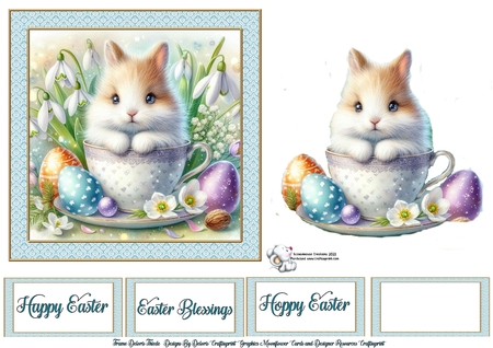Snowdrop Teacup Bunnies by Celia Clare