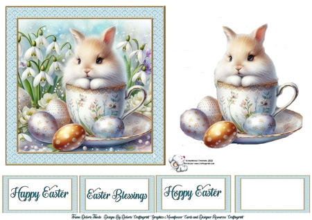 Snowdrop Teacup Bunnies by Celia Clare