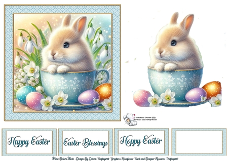 Snowdrop Teacup Bunnies by Celia Clare