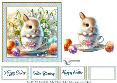 Snowdrop Teacup Bunnies by Celia Clare