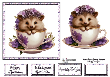 Teacup Hedgehog in Purple Mix 1 by Celia Clare