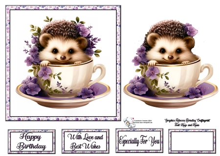 Teacup Hedgehog in Purple Mix 1 by Celia Clare