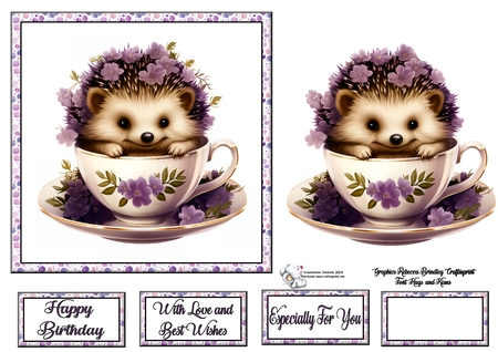Teacup Hedgehog in Purple Mix 1 by Celia Clare