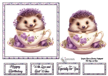 Teacup Hedgehog in Purple Mix 1 by Celia Clare
