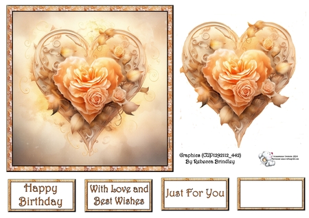 Rosey Heart in Peach Mix 2 by Celia Clare