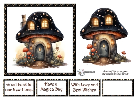 Fanciful Fairy House in Black - Mix 1 by Celia Clare