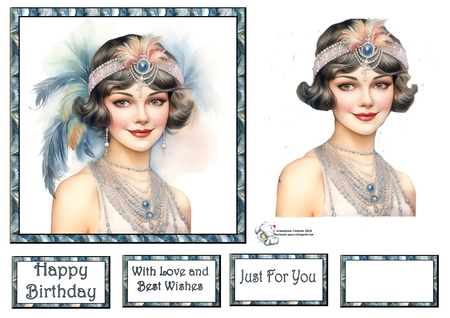 Art Deco Beauty - Blue and Peach Mix 1 by Celia Clare
