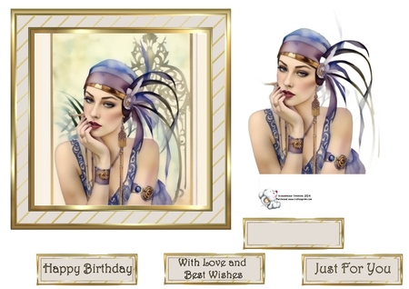 6x6 Gold & Stripey Frames with co-ordinating Sentiment Plates - x4 in PNG & JPEG by Celia Clare
