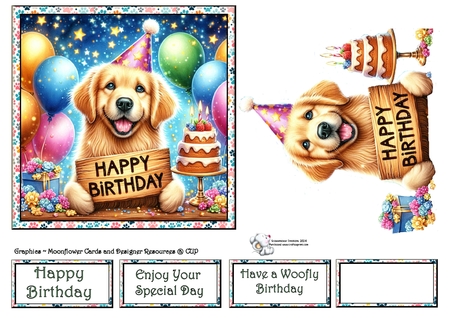 Happy Birthday Golden Retriver by Celia Clare