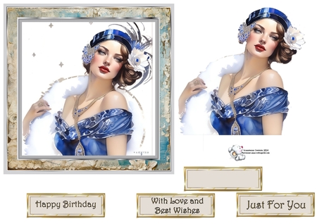 6x6 Blue Shabby Chic with SIlver Frames - x6 Frames in PNG & JPEG by Celia Clare