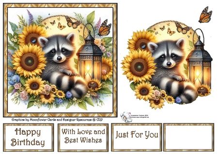 Sunflower Racoon by Celia Clare