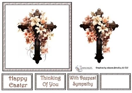 Cross with Florals in Black - Mix 1 by Celia Clare