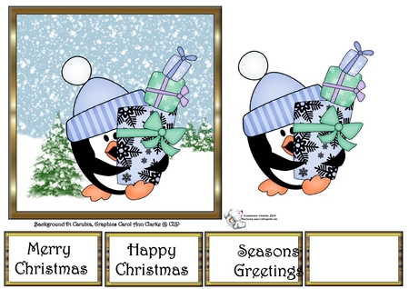 Christmas Pip Penguin - CU4CU Digital Clip Art Set by Celia Clare