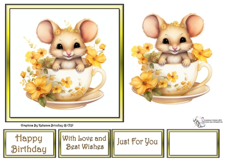 Teacup Mouse in Yellow Mix 1 by Celia Clare