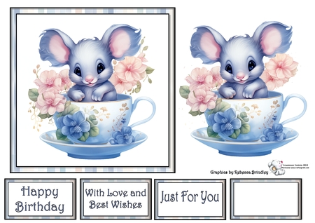 Teacup Mouse in Blue Mix 1 by Celia Clare
