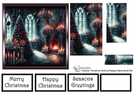 Gothic Christmas Fireplace by Celia Clare