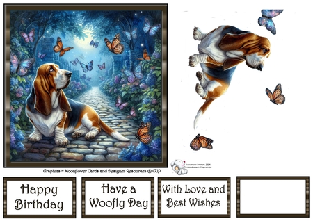 Twilight Butterfly Garden Dogs 4 by Celia Clare
