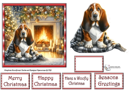 Christmas Fireside Pups 5 by Celia Clare