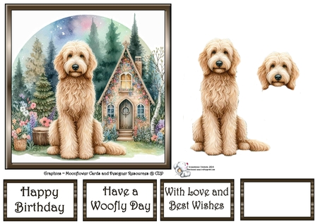 Whimsical Cottage Dogs 7 by Celia Clare