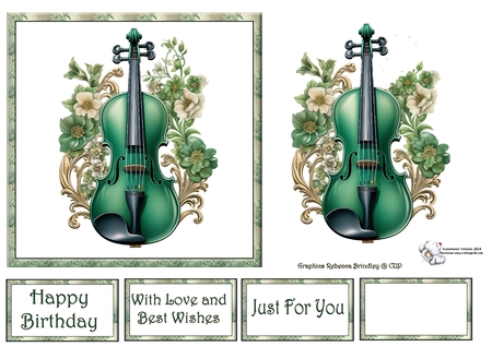 Exquisite Violin in Green Mix 1 by Celia Clare