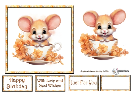 Teacup Mouse in Peach Mix 1 by Celia Clare