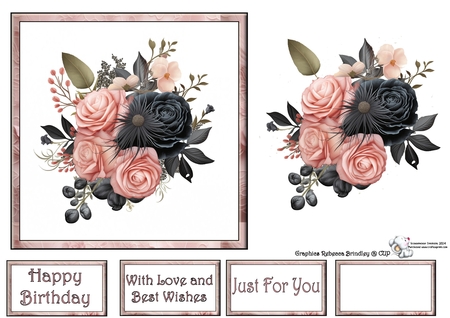 Essential Florals in Black and Blush - Mix 1 by Celia Clare