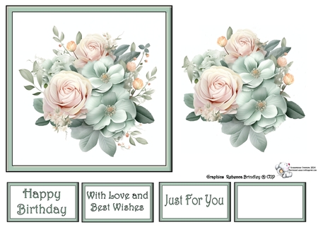 Essential Florals in Mint and Peach - Mix 1 by Celia Clare