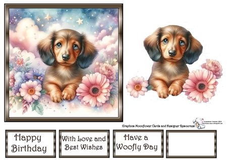 Dreamy Floral Pups 2 by Celia Clare